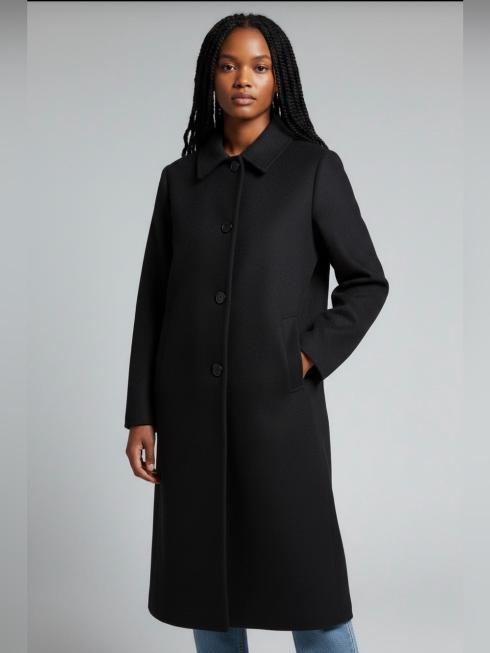 Vintage Calvin Klein full length Wool Charcoal Gray Overcoat size Medium